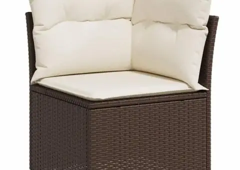 Set canapele de grădină cu perne, 9 piese, maro, poliratan - 4/5