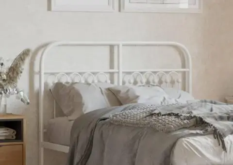 Tăblie de pat metalică, alb, 120 cm - 1/5