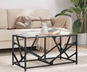 vidaXL Măsuță de cafea blat din sticlă transparentă 78,5x40x41 cm oțel