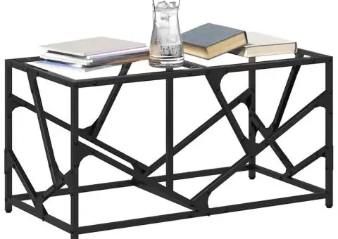 Măsuță de cafea blat din sticlă transparentă 78,5x40x41 cm oțel - 3/5