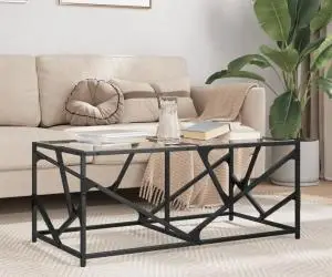 vidaXL Măsuță de cafea blat din sticlă transparentă 98,5x50x41 cm oțel