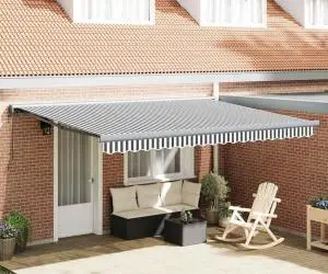 vidaXL Copertină retractabilă antracit/alb, 4,5x3 m, textil/aluminiu