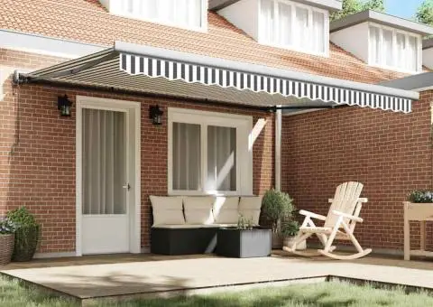 Copertină retractabilă antracit/alb, 4,5x3 m, textil/aluminiu - 3/5