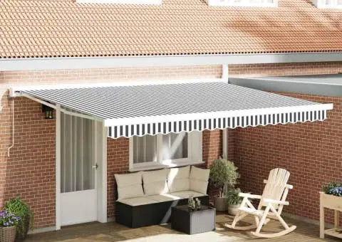 Copertină retractabilă antracit/alb, 4,5x3 m, textil/aluminiu - 2/5