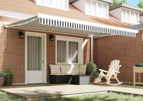 Copertină retractabilă antracit/alb, 4,5x3 m, textil/aluminiu - 3/5