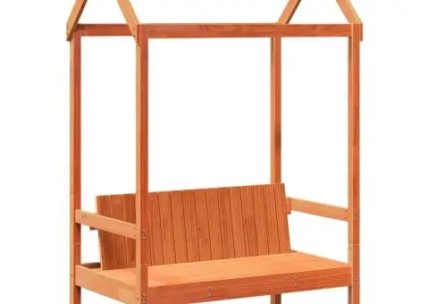 Set pat bancă cu acoperiș maro ceruit 90x190 cm lemn masiv pin - 5/5