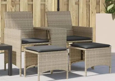 Canapea de grădină cu 2 locuri cu masă și scaune gri poliratan - 1/5