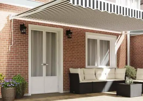 Copertină retractabilă antracit/alb, 5x3 m, textil/aluminiu - 3/5