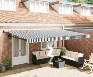 vidaXL Copertină retractabilă antracit/alb, 5x3 m, textil/aluminiu