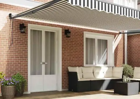 Copertină retractabilă antracit/alb, 5x3 m, textil/aluminiu - 3/5