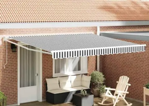 Copertină retractabilă antracit/alb, 4x3 m, textil/aluminiu - 1/5