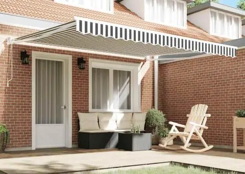 Copertină retractabilă antracit/alb, 4x3 m, textil/aluminiu - 3/5