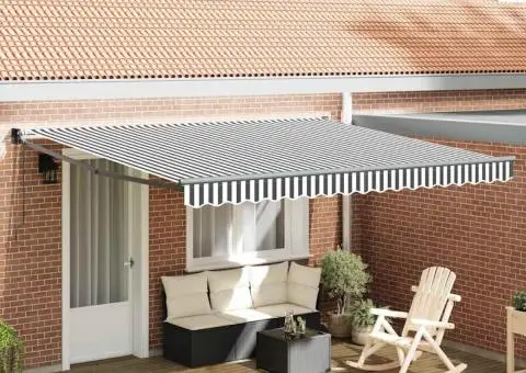 Copertină retractabilă antracit/alb, 4x3 m, textil/aluminiu - 1/5