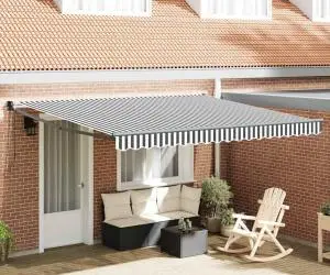 vidaXL Copertină retractabilă antracit/alb, 4x3 m, textil/aluminiu