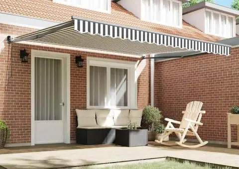 Copertină retractabilă antracit/alb, 4x3 m, textil/aluminiu - 3/5