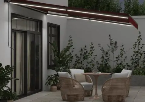 Copertina retractabilă manual cu LED-uri, vișiniu, 400x350 cm - 3/5