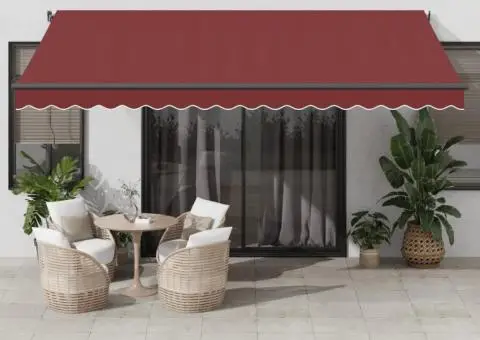 Copertina retractabilă automat cu LED-uri, vișiniu, 450x350 cm - 1/5