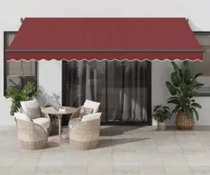 vidaXL Copertina retractabilă automat cu LED-uri, vișiniu, 450x350 cm