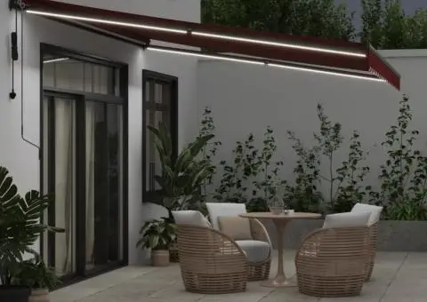 Copertina retractabilă automat cu LED-uri, vișiniu, 450x350 cm - 3/5