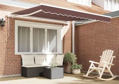 Copertină retractabilă manual, maro, 300x250 cm - 3/5