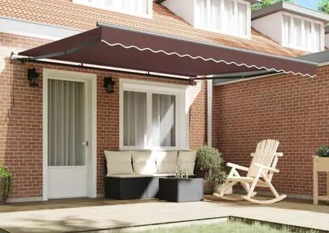 Copertină retractabilă manual, maro, 400x300 cm - 3/5