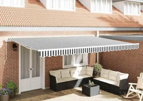 Copertină retractabilă manual, antracit/alb, 500x300 cm - 1/5