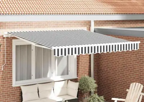 Copertină retractabilă manual, antracit/alb, 300x250 cm - 1/5