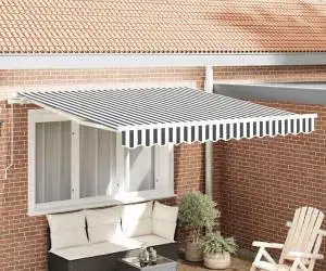 vidaXL Copertină retractabilă manual, antracit/alb, 300x250 cm