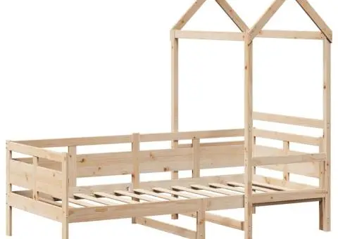 Pat de zi cu acoperiș, 90x190 cm, lemn masiv de pin - 3/5