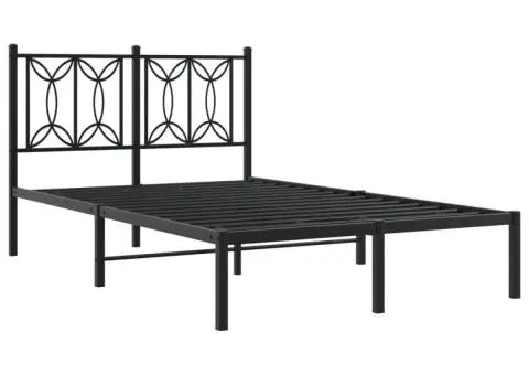 Cadru de pat metalic cu tăblie, negru, 120x190 cm - 3/5