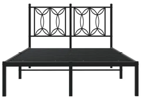 Cadru de pat metalic cu tăblie, negru, 120x190 cm - 4/5