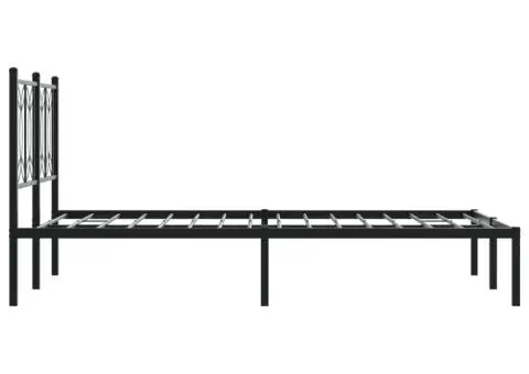 Cadru de pat metalic cu tăblie, negru, 120x190 cm - 5/5