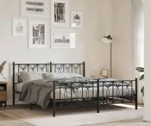 vidaXL Cadru pat fără saltea, tăblie de picioare negru 180x200cm metal