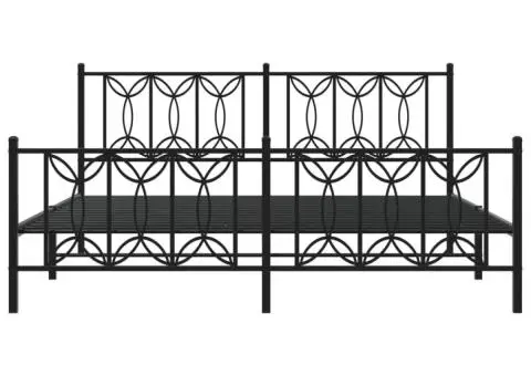 Cadru pat fără saltea, tăblie de picioare negru 180x200cm metal - 4/5