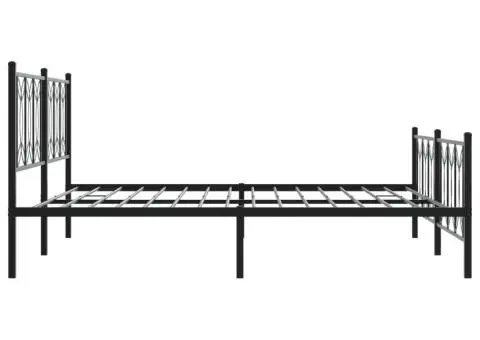 Cadru pat fără saltea, tăblie de picioare negru 180x200cm metal - 5/5