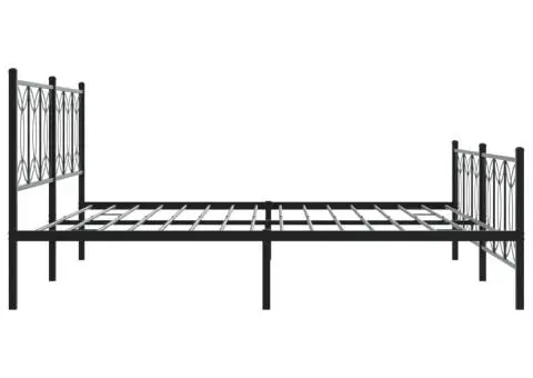 Cadru pat metalic cu tăblii de cap/picioare, negru, 193x203 cm - 5/5