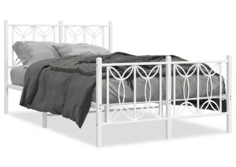 Cadru de pat metalic cu tăblie, alb, 120x190 cm - 2/5