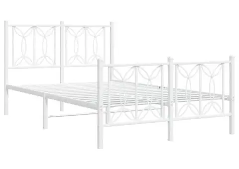 Cadru de pat metalic cu tăblie, alb, 120x190 cm - 3/5