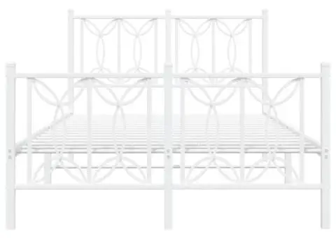 Cadru de pat metalic cu tăblie, alb, 120x190 cm - 4/5