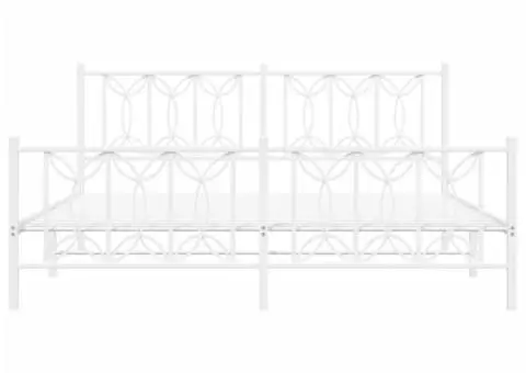 Cadru de pat metalic cu tăblie de cap/picioare, alb, 180x200 cm - 4/5