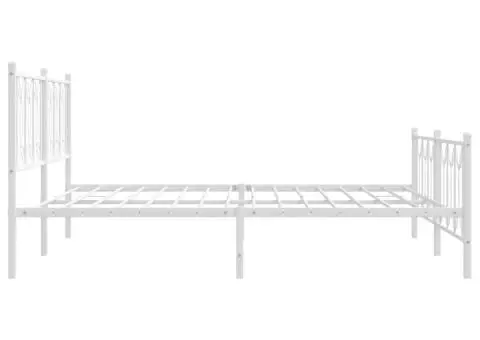 Cadru de pat metalic cu tăblie de cap/picioare, alb, 183x213 cm - 5/5