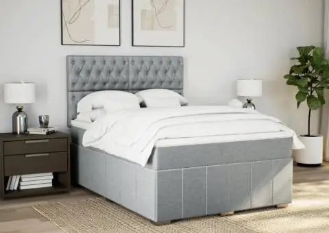 Pat continental, gri deschis, 140x200 cm, material textil - 3/5