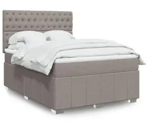 vidaXL Pat continental cu saltea gri taupe 140x200 cm material textil