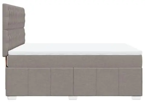 Pat continental cu saltea gri taupe 140x200 cm material textil - 5/5