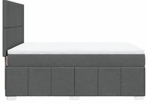 Pat box spring cu saltea, gri închis, 140x200 cm, textil - 5/5