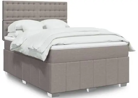 Pat continental cu saltea gri taupe 140x200 cm material textil - 1/5