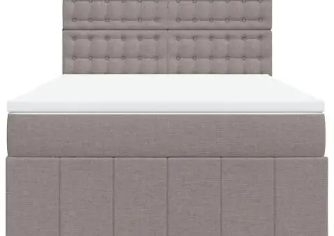 Pat continental cu saltea gri taupe 140x200 cm material textil - 4/5