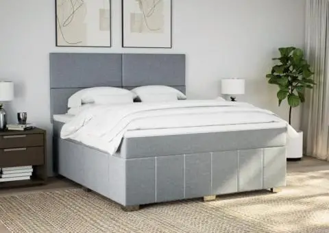 Pat continental, gri deschis, 180x200 cm, material textil - 3/5