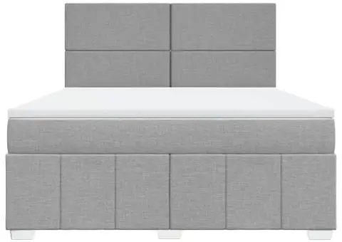 Pat continental, gri deschis, 180x200 cm, material textil - 4/5