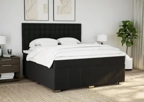 Pat box spring cu saltea, negru, 180x200 cm, catifea - 3/5